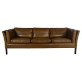 1970s brown leather sofa by Vejen Polstermøbelfabrik