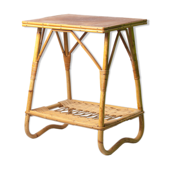 Vintage bedside table 60 wicker and rattan