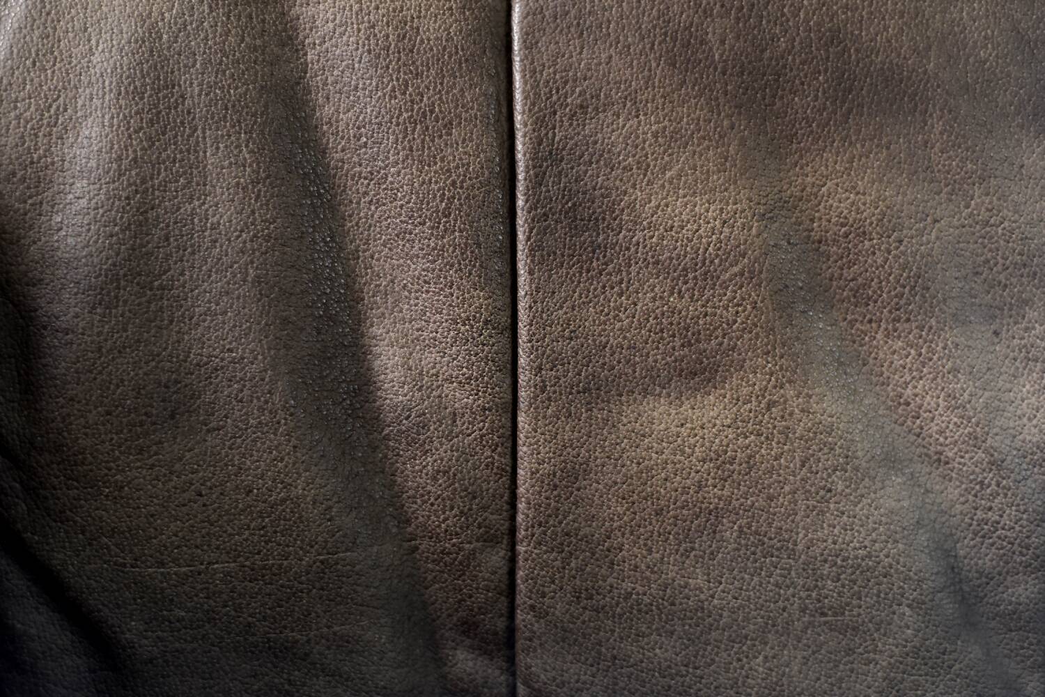 Vintage Mid-Century Modern German Brutalist Brown Leather 2-Seater Sofa