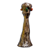 Handmade chrome candlestick with embedded stones