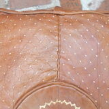 Moroccan vintage leather pouf