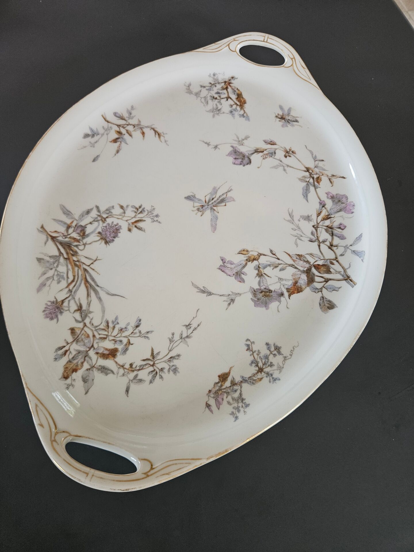 Large oval porcelain dish 19th century Hache Pépin-Lehalleur Vierzon