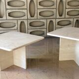 Square travertine coffee tables