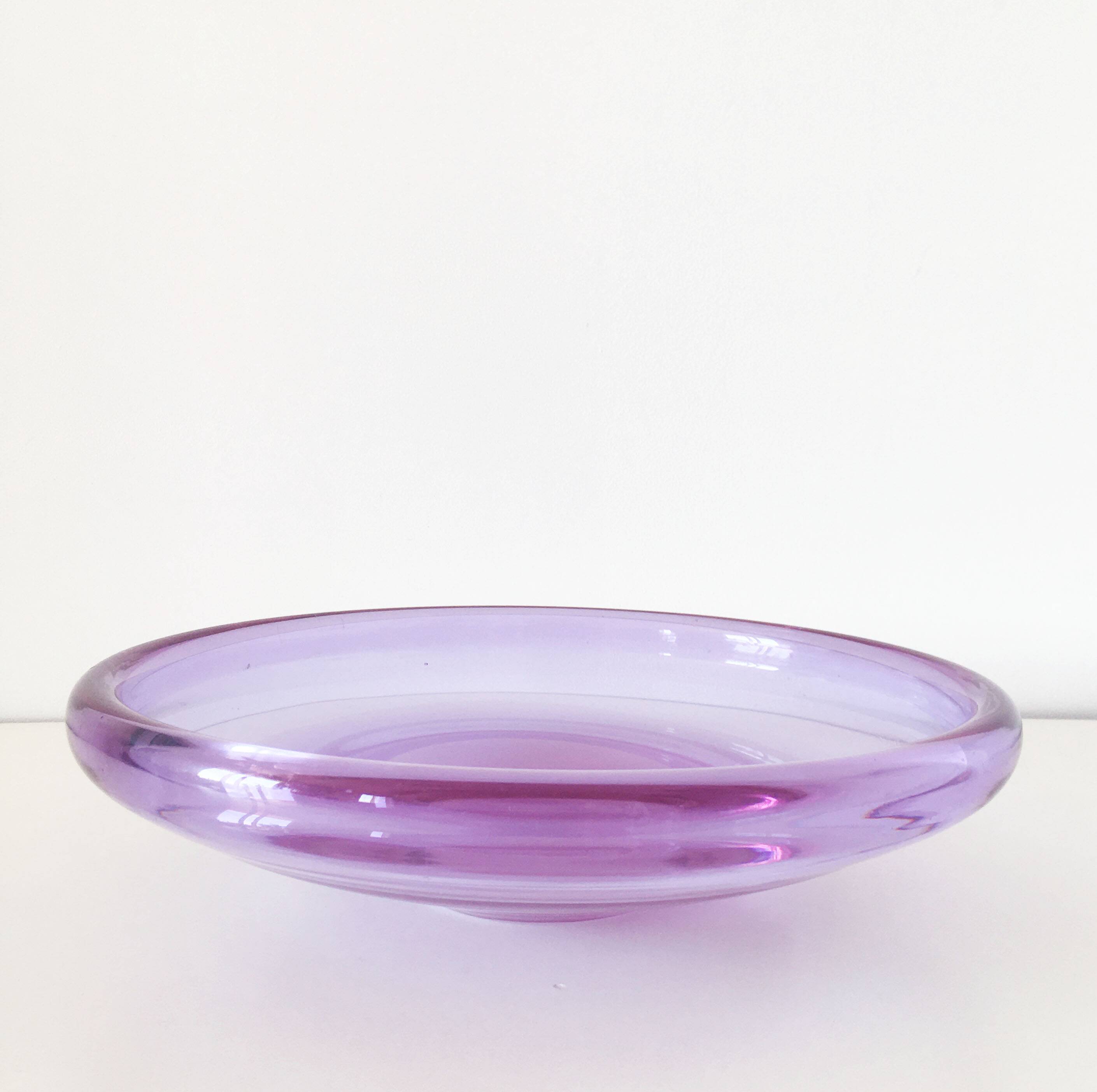 Large purple glass bowl 1970