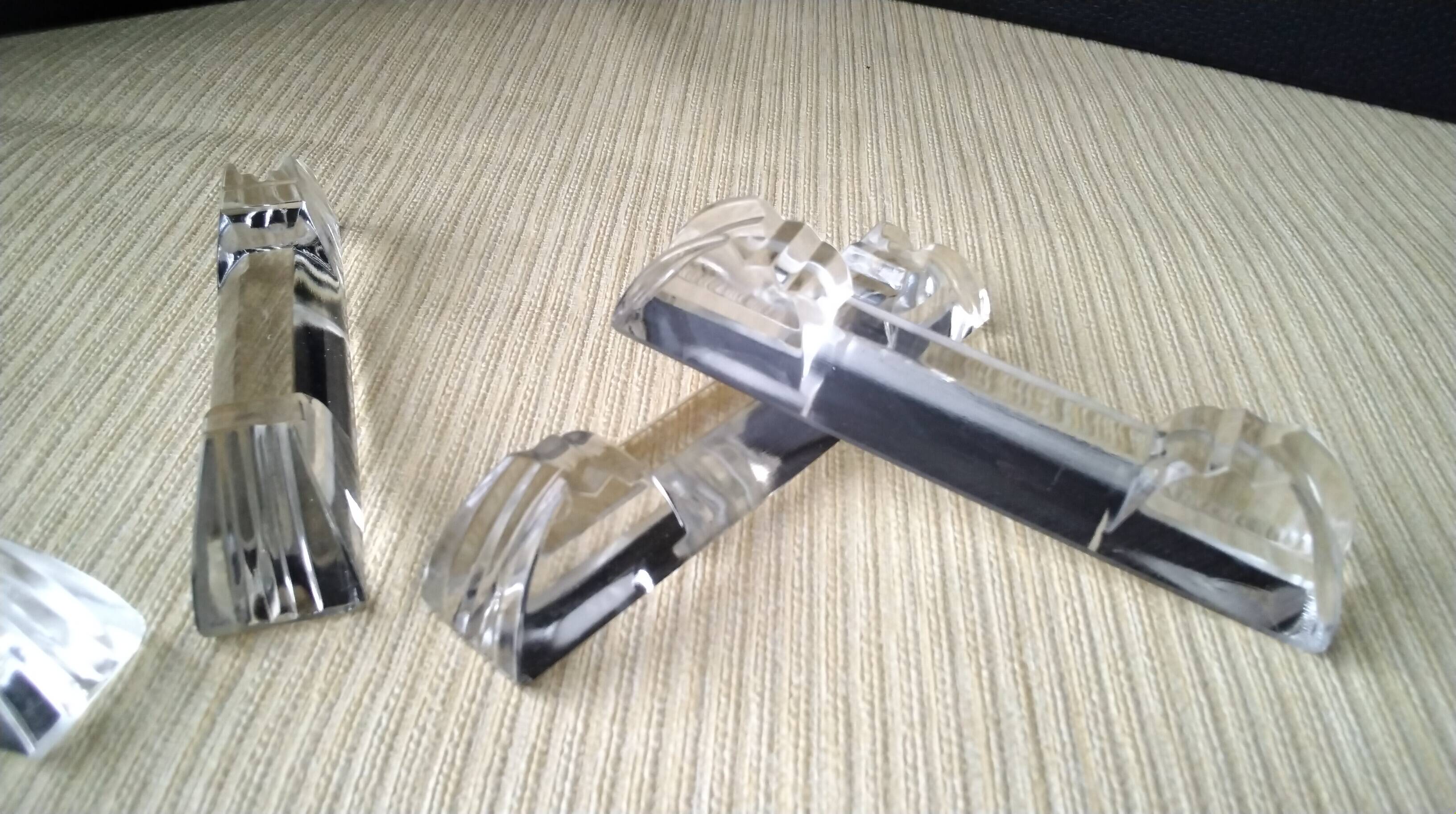 6 old and large crystal knife holders in Art Deco style