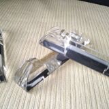 6 old and large crystal knife holders in Art Deco style