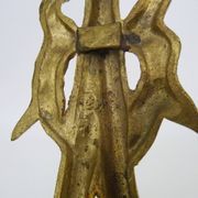 Pair of bronze wall sconces decorated with 2-armed knots with purple tulips Signed DP. 1940s
