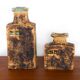 Two Swedish Vases, brutalist, stoneware and glazed collar, Curt Magnus Addin.