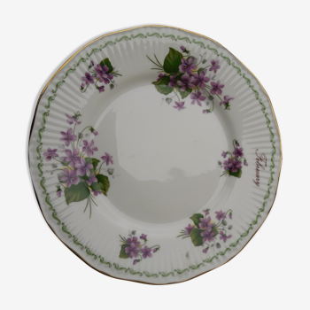 Assiette en porcelaine anglaise Queen's February Violets special flowers diam 20,5 cm