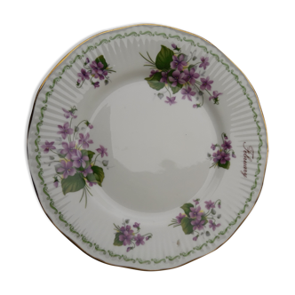 Assiette en porcelaine anglaise Queen's February Violets special flowers diam 20,5 cm