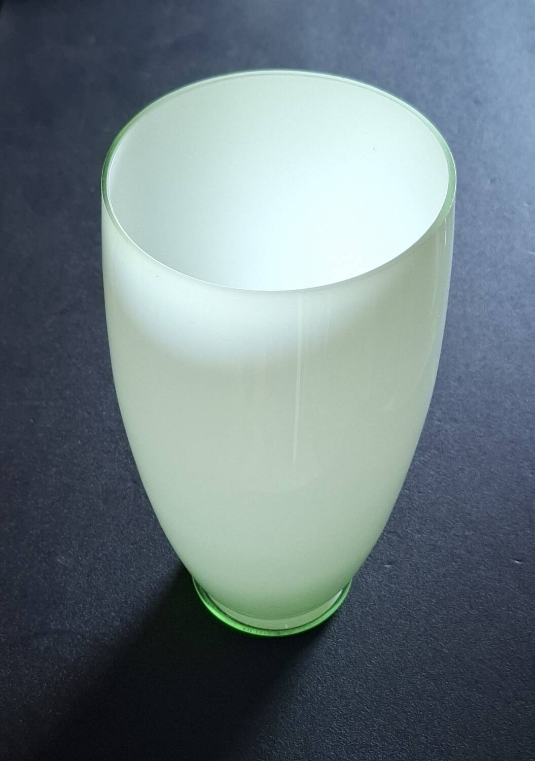 Large contemporary vase in green opaline