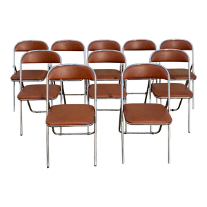 10 chaises pliantes vintage skaï