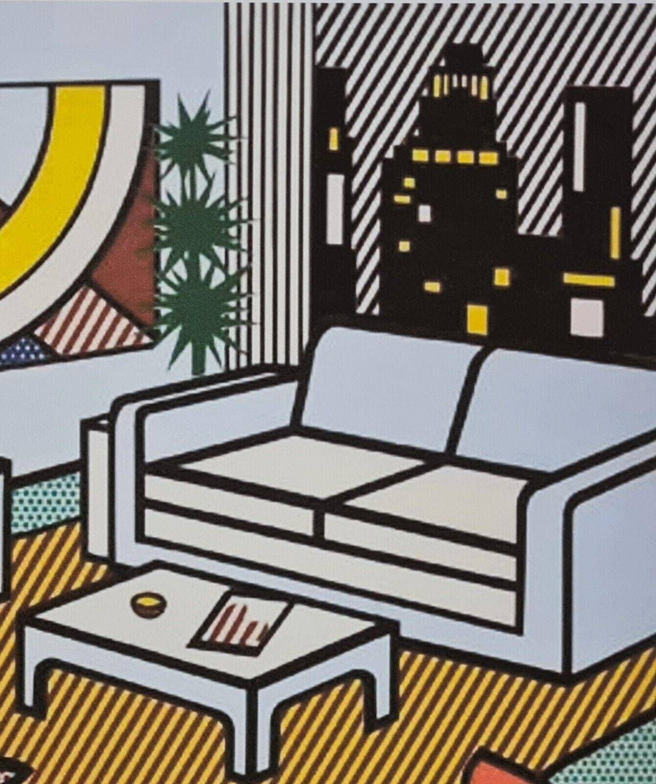 1980s Original Roy Lichtenstein "Interior With Skyline" Limited Edition Lithograph