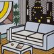1980s Original Roy Lichtenstein "Interior With Skyline" Limited Edition Lithograph