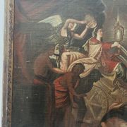 Huile sur toile, encadrement en bois doré, XVIII siècle