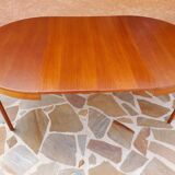 Extendable round table Teak by Tricoire & Vecchione for TV cabinet Paris 1960