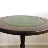 Pedestal in oak and green leather