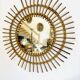 Vintage woven rattan sun mirror from the 60s
