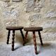 Turned wooden tripod stool x2