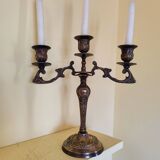 Antique candelabra with 3 arms in patinated bronze