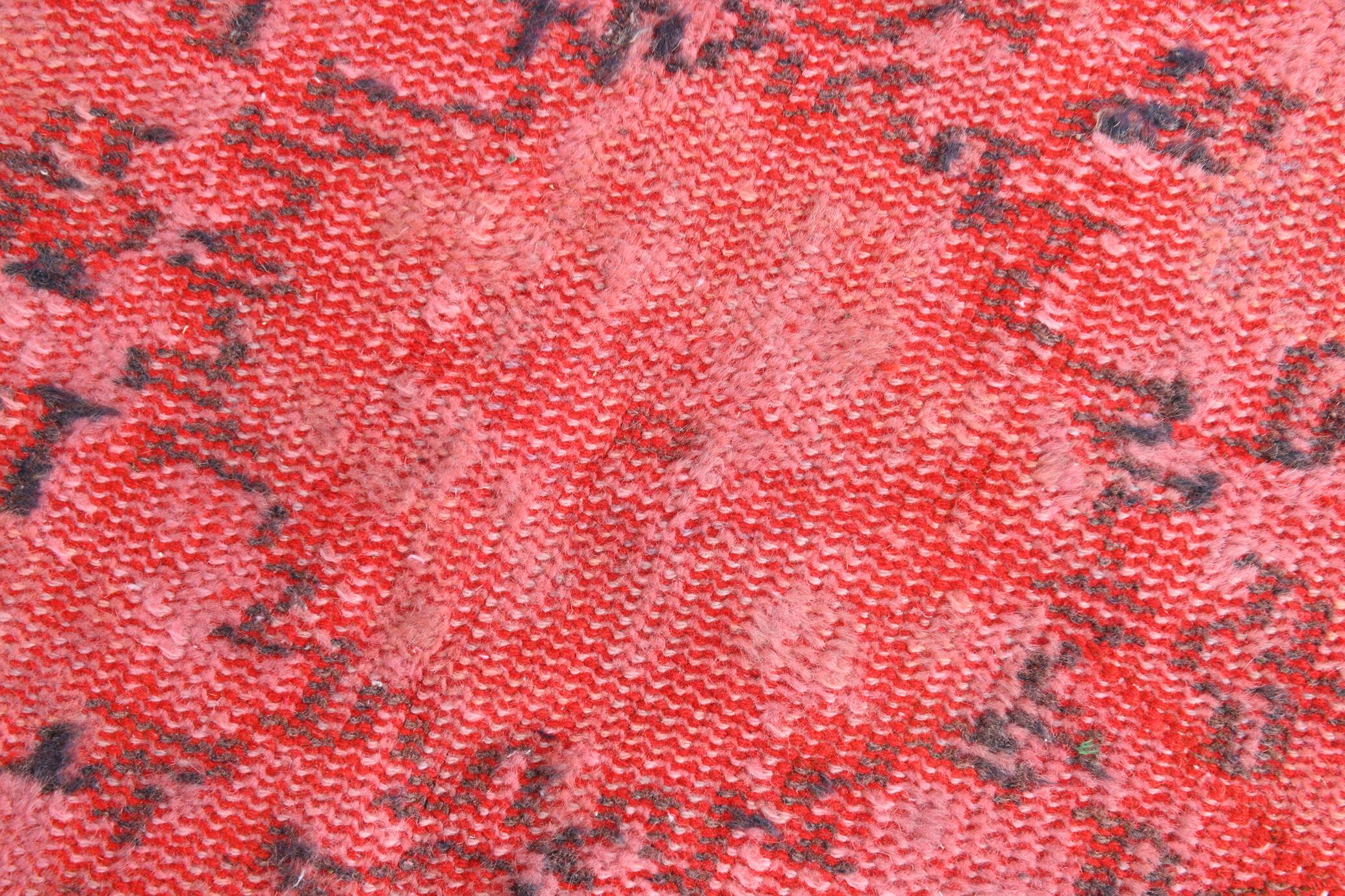 7x11 Vintage Coral Red Handmade Wool Vintage Rug, Living Room Rug,195x319cm