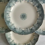 6 assiettes plates en faïence terre de fer HB Choisy-le-Roi « Henriette »