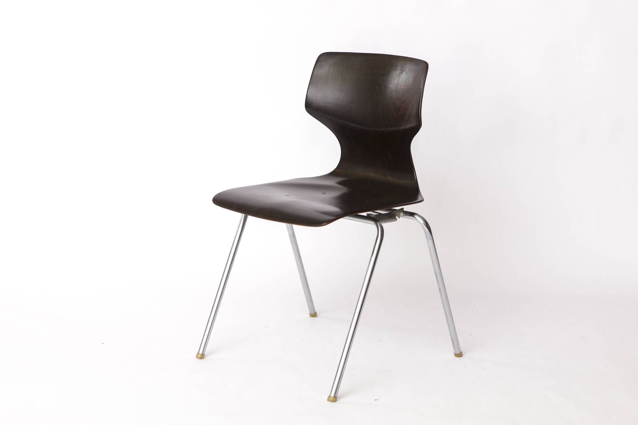 6 Flötotto Pagwood Chairs – German Design Classic, 1970s, Chrome & Plywood