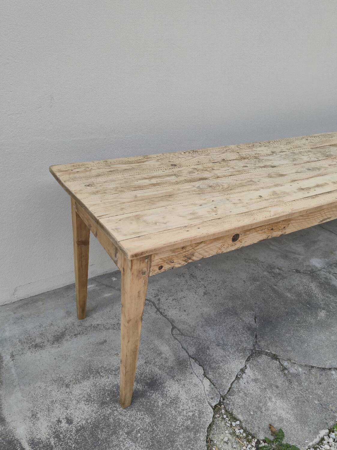 Rustic farmhouse table in fir, 1900