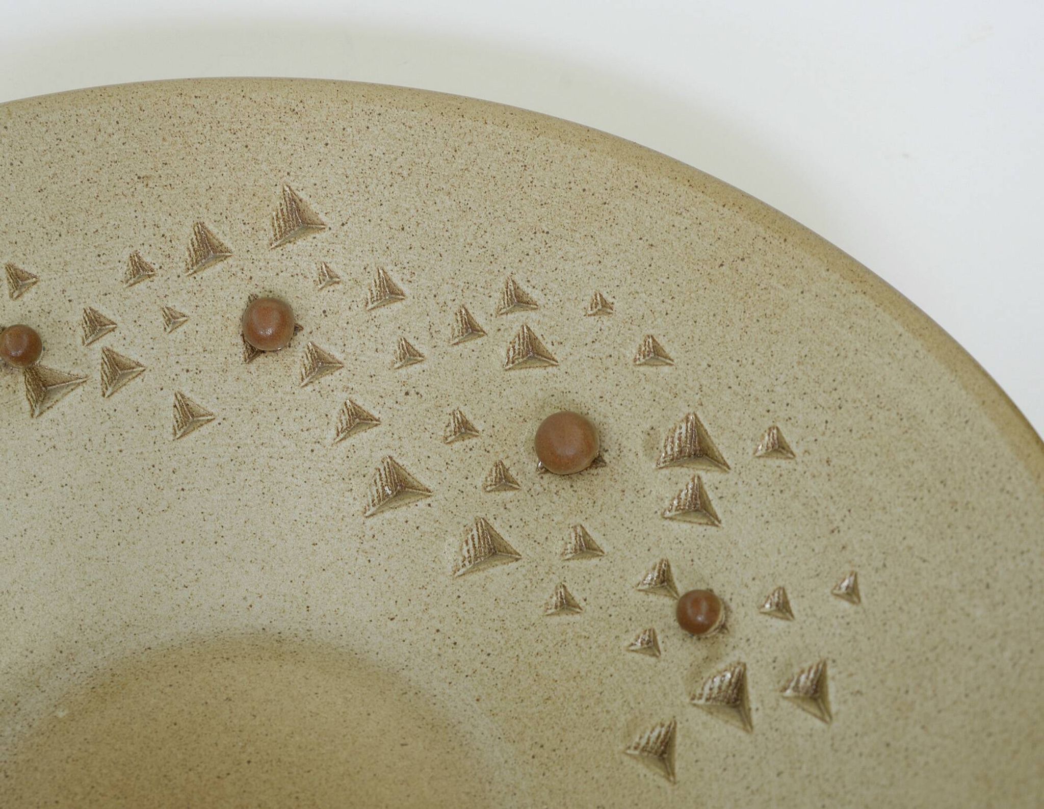 Bol à fruits vintage en céramique beige, pièce maîtresse, grand bol en poterie