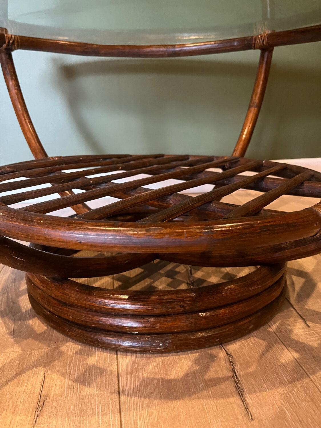 Vintage bamboo rattan coffee table