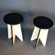 Pair of black and white lacquered wooden stools 1950/1960 Vintage.
