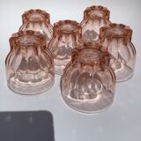 6 orange-pink water glasses star-footed