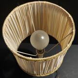 Vintage bedside table lamp brass lampshade pleated silk