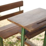 Vintage desk, wooden and metal children's desk, school desk