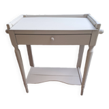 Repainted solid wood side table with lower shelf 1900