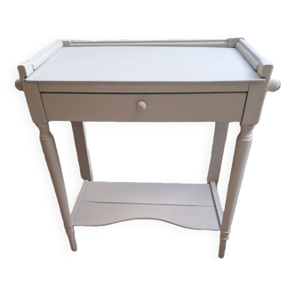 Table d'appoint repeint en bois massif avec plateau inférieur 1900