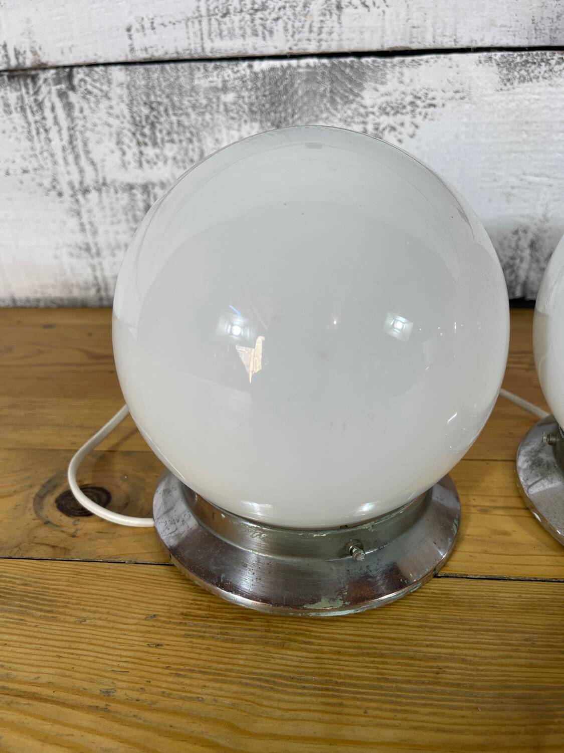 Pair of opaline ceiling lights