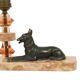 French Art Deco Table Lamp Pink Marble Glass Shepherd Dog
