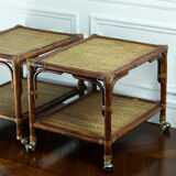 Pairs of rattan and wicker coffee tables