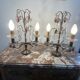 pair of chandeliers, lamp, silver-plated metal, crystal, tassels, florets, pendant, rosettes