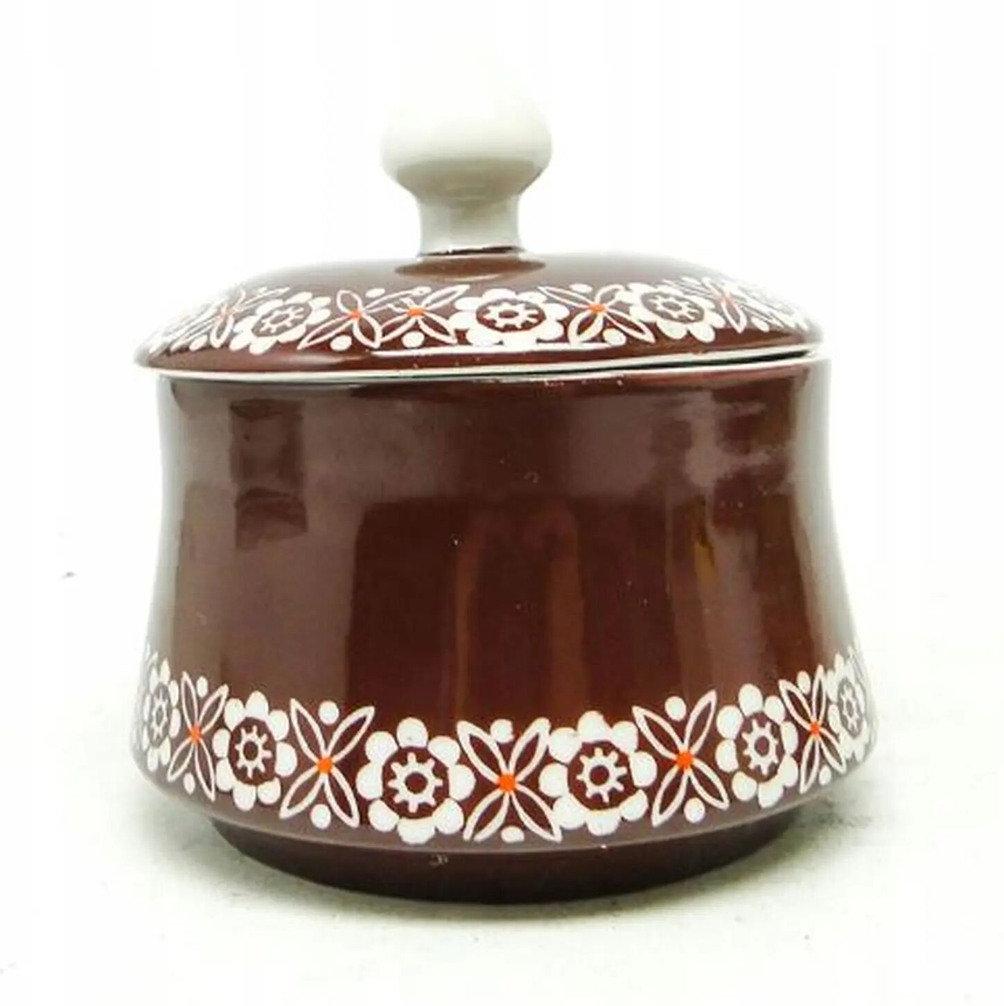 Sugar bowl, burgundy ceramic, Wałbrzych, Poland, 1960s