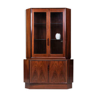 Danish rosewood corner cupboard with glass case, 1960s