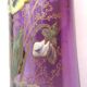 Legras enameled vase, multicolored pansies, colorless gradient purple glass