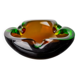 Sommerso brown and green pocket emptier by Flavio Poli for Seguso, Mu glass