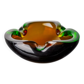 Sommerso brown and green pocket emptier by Flavio Poli for Seguso, Mu glass
