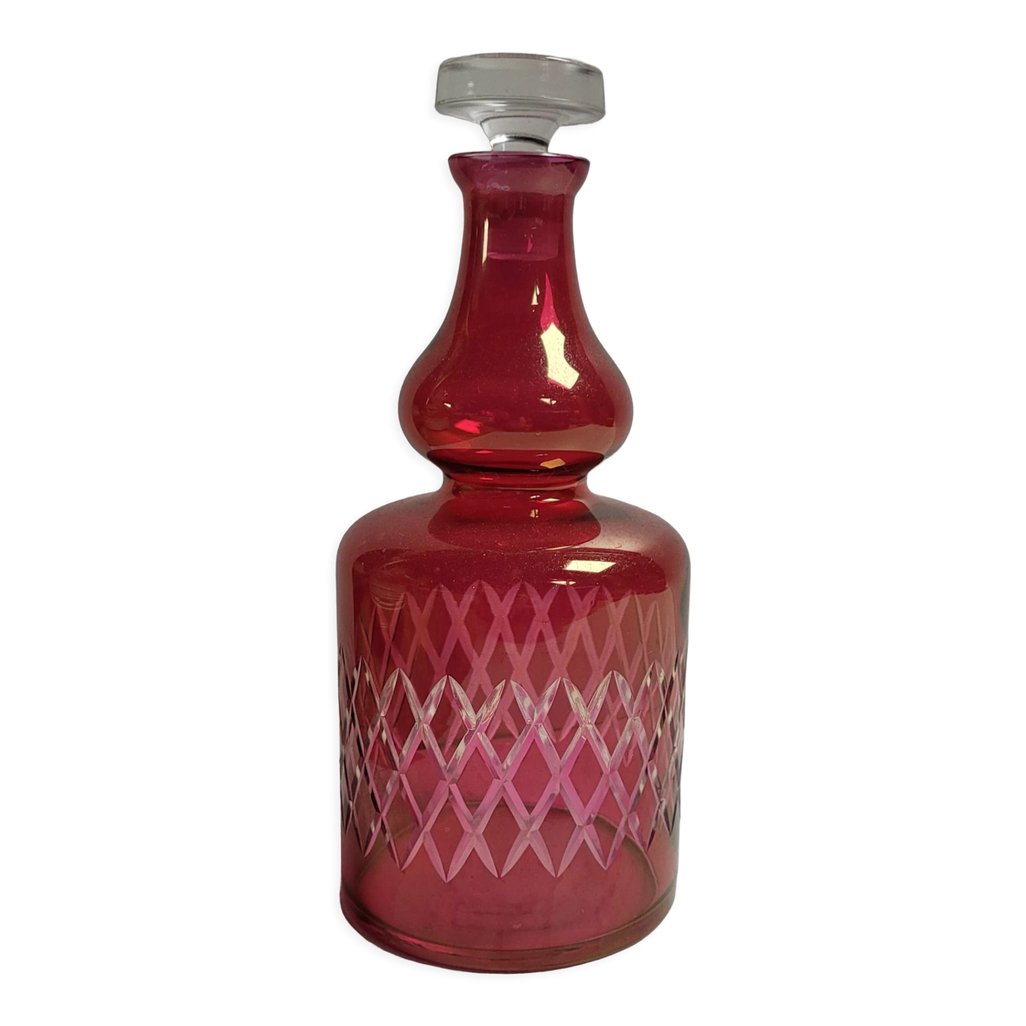 Red chiseled decanter