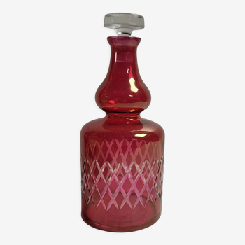 Red chiseled decanter