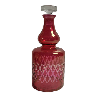 Red chiseled decanter
