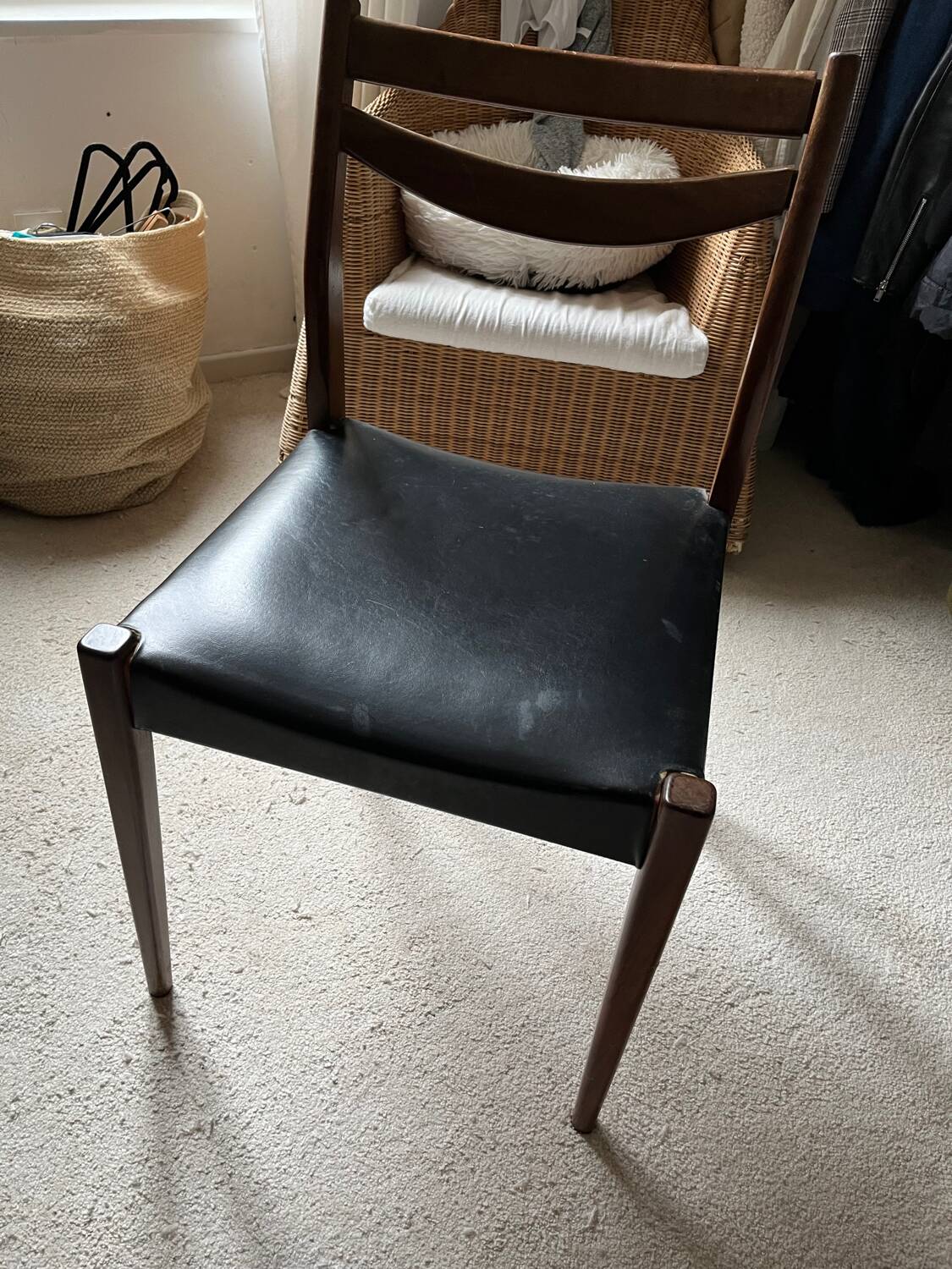 Scandinavian teak and leatherette chair