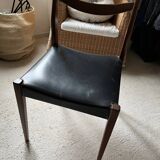 Scandinavian teak and leatherette chair